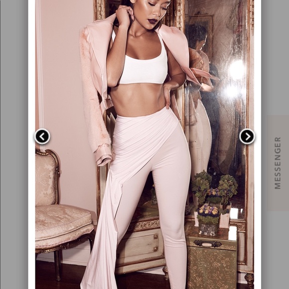 House of CB Pants - Pale Pink Front Drape Trousers